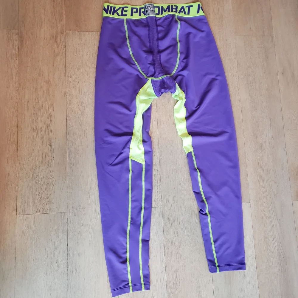 Nike Pro Combat HYPERWARM Purple and Green Leggings - Picture 8 of 8